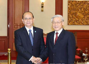 သမၼတဦးသိန္းစိန္ ဗီယက္နမ္ကြန္ျမူနစ္ေခါင္းေဆာင္နွင့္ေတြ့ဆံု