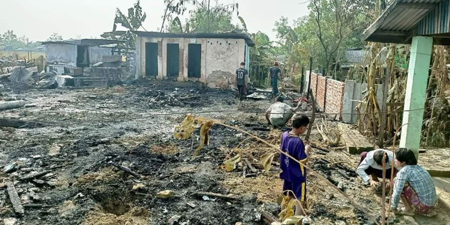 ရသေ့တောင်တွင် စစ်ရှောင်များ ခိုလှုံနေသည့် ဘုန်းကြီးကျောင်း မီးလောင်