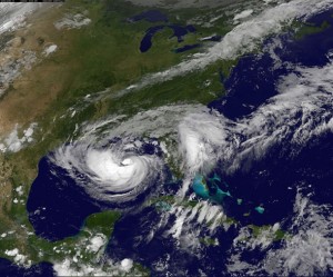 Tropical Storm Isaac is pictured as it approaches landfall in this NASA handout satellite image