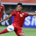 Myanmar's Kyaw Ko Ko (C) scores his seco