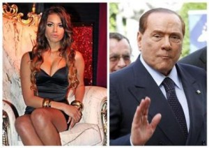 A combo shows file photos of Karima El Mahroug of Morocco posing in Milan, and Italy's former Prime Minister Silvio Berlusconi waving in Brussels
