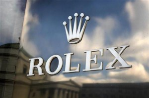 The Rolex logo is seen outside of a shop in Warsaw