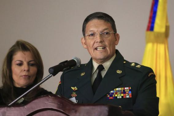 Colombian General Ruben Dario Alzate speaks to the media in Bogota