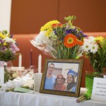 A makeshift memorial for Deah Shaddy Barakat, his wife Yusor Mohammad and Yusor's sister Razan Mohammad Abu-Salha, who were killed by a gunman, is pictured inside of the University of North Carolina School of Dentistry, in Chapel Hill