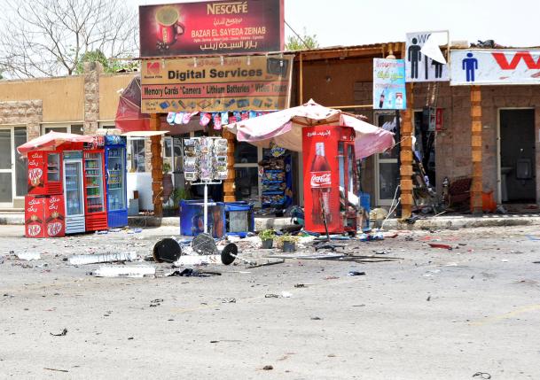A bazar that was affected by a foiled suicide attack is seen at the scene of the attack in Luxor