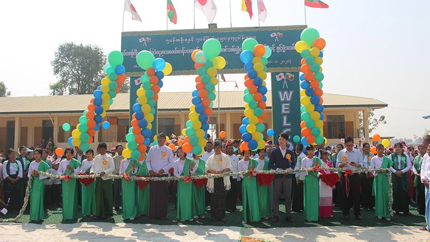 ၂၀၂၀ ပြည့်နှစ်က ဂျပန်အကူအညီဖြင့်ဖွင့်လှစ်ခဲ့သည့်စာသင်ကျောင်း ။  Photo: Embassy of Japan in Myanmar