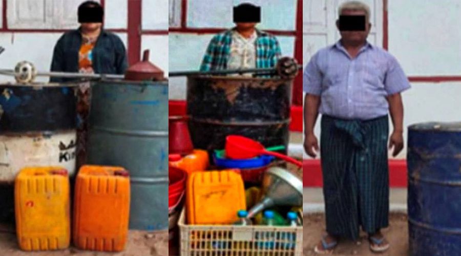 လယ်ဝေးမြို့နယ်၌ စက်သုံးဆီ တရားမဝင်ရောင်းမှုဖြင့် အရပ်သား ၄ ဦး ဖမ်းဆီးခံရ