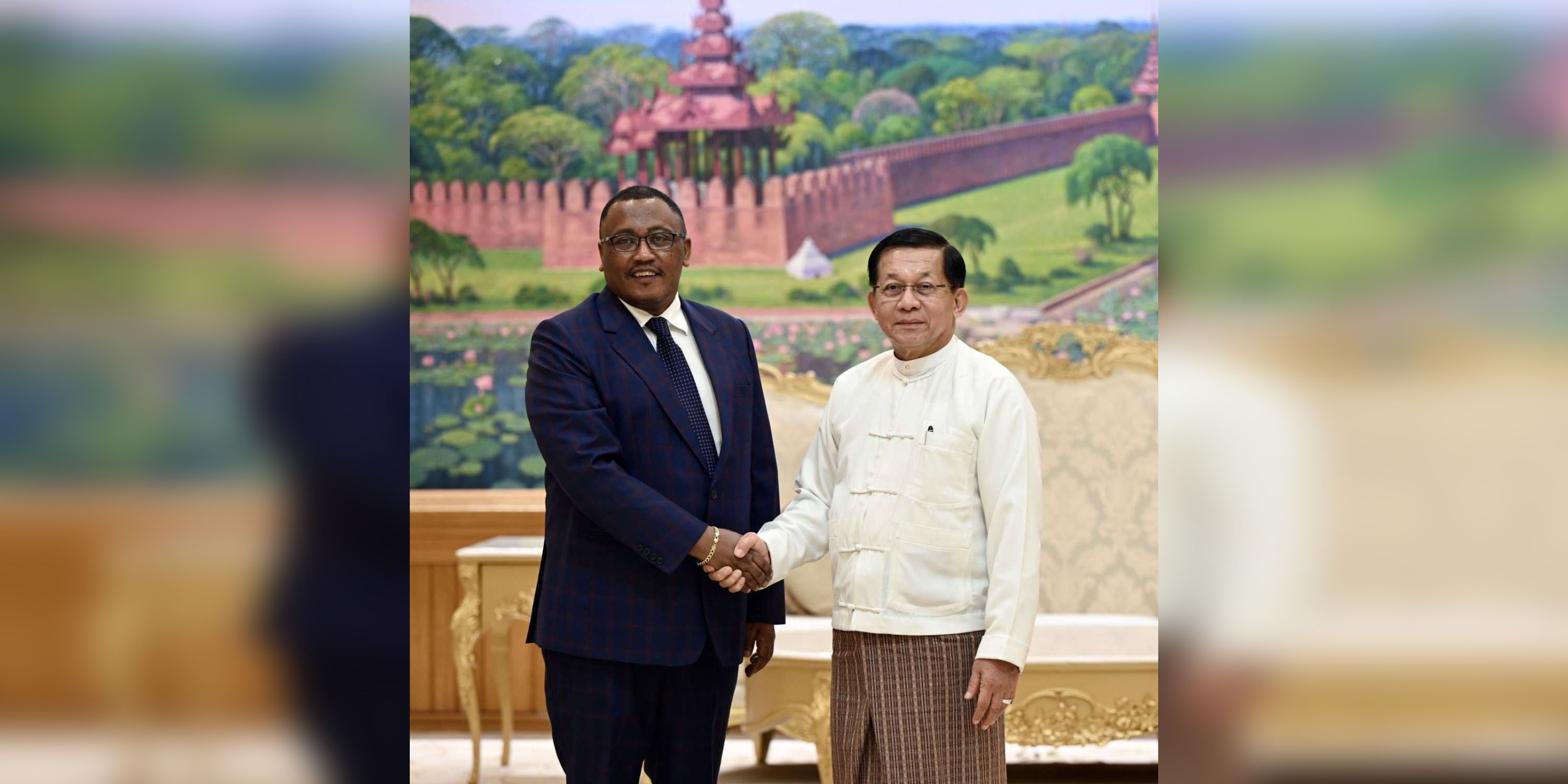 အီသီယိုးပီးယားသံအမတ်နှင့် မြန်မာစစ်အာဏာရှင်တွေ့ဆုံ။ Photo: MOI