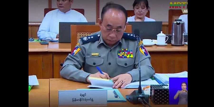ရဲဒုဗိုလ်ချုပ်ကြီး ဝင်းဇော်မိုး။ (Photo : MRTV)