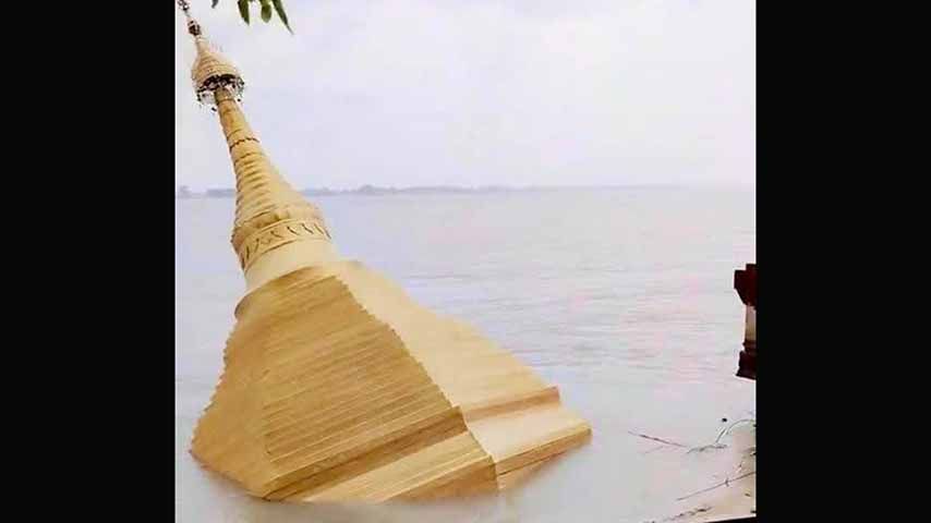 ဓနုဖြူတွင် မြစ်ရေတိုက်စားပြီး စေတီ ၃ ဆူ ပြိုကျမြေခ