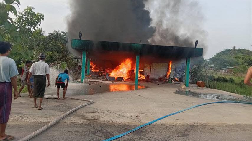 မော်လမြိုင်ကျွန်းတွင် စက်သုံးဆီဆိုင် မီးလောင်