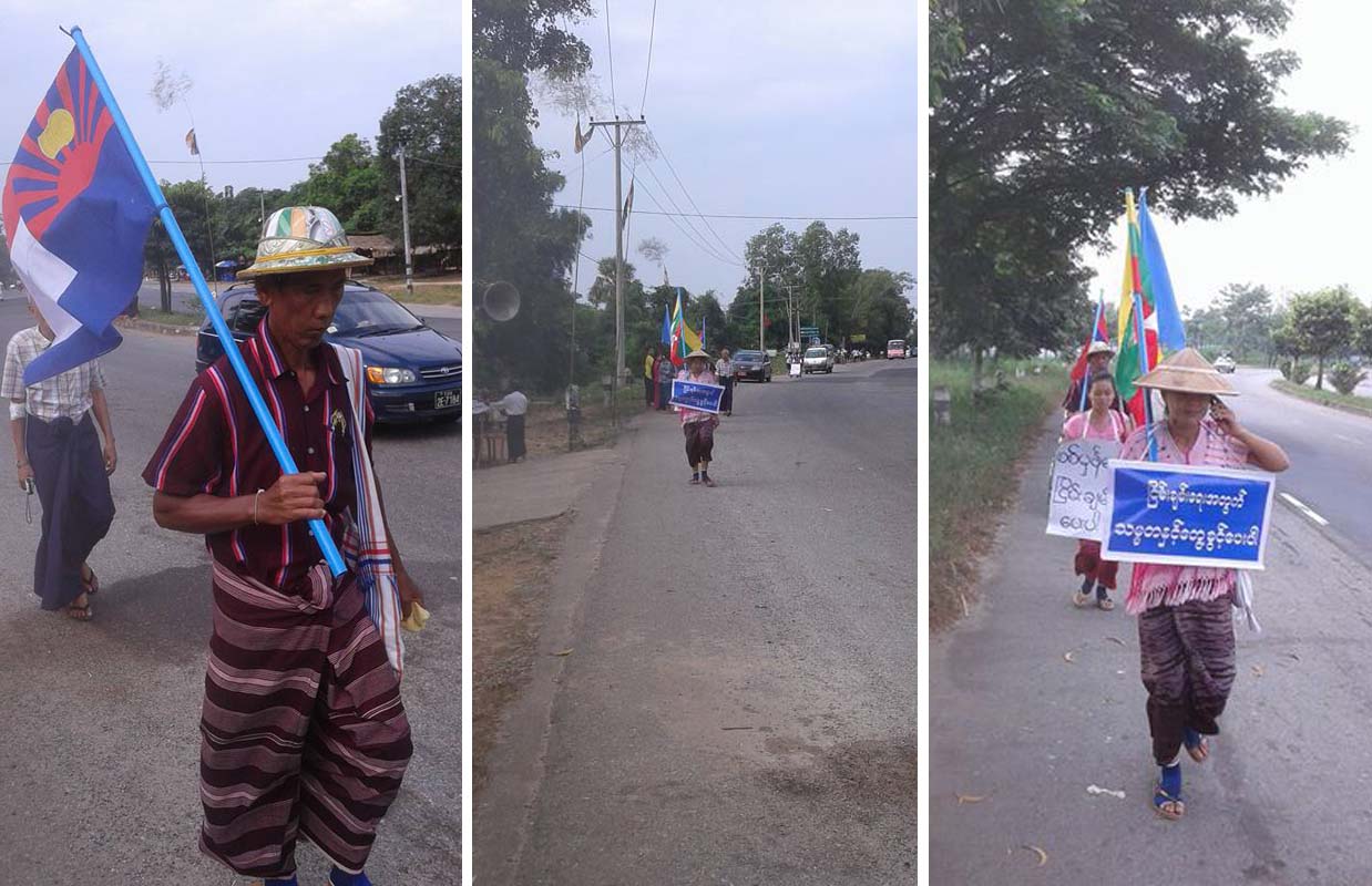 စစ္မွန္သည့္ၿငိမ္းခ်မ္းေရးရရန္ ကရင္လူမ်ဳိး ၆ ဦး ေနျပည္ေတာ္သို႔ လမ္းေလွ်ာက္ဆႏၵျပ (ဓာတ္ပံု)