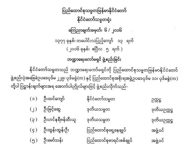 ဘ႑ာေရးေကာ္မရွင္ ဖဲြ႔စည္း