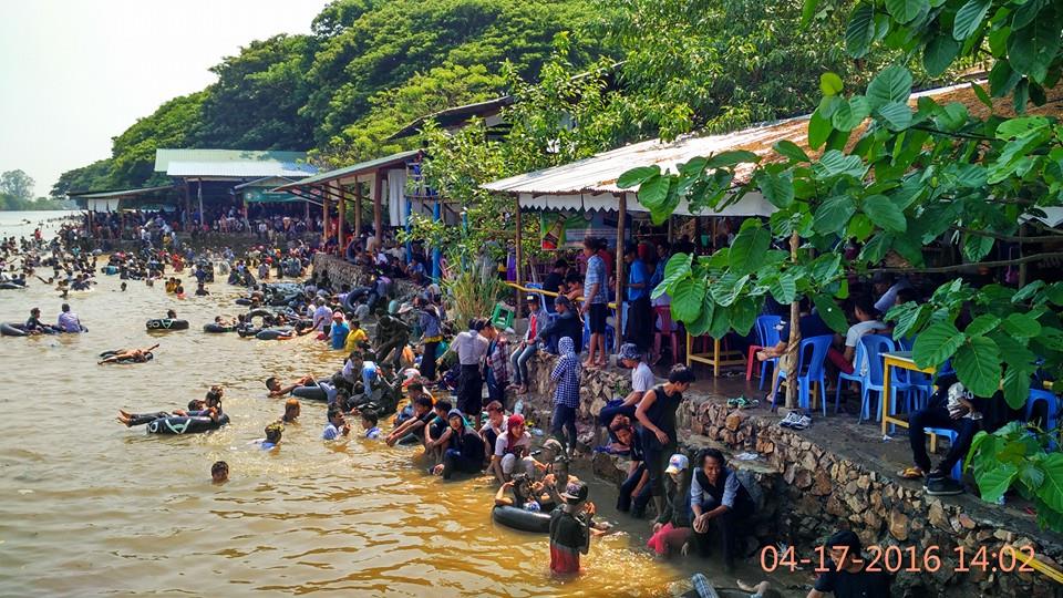 ေပါင္းေလာင္းျမစ္ဆိပ္တြင္ ေရပက္၊ ေရကူးအပန္းေျဖသူမ်ားျဖင့္ စည္ကား