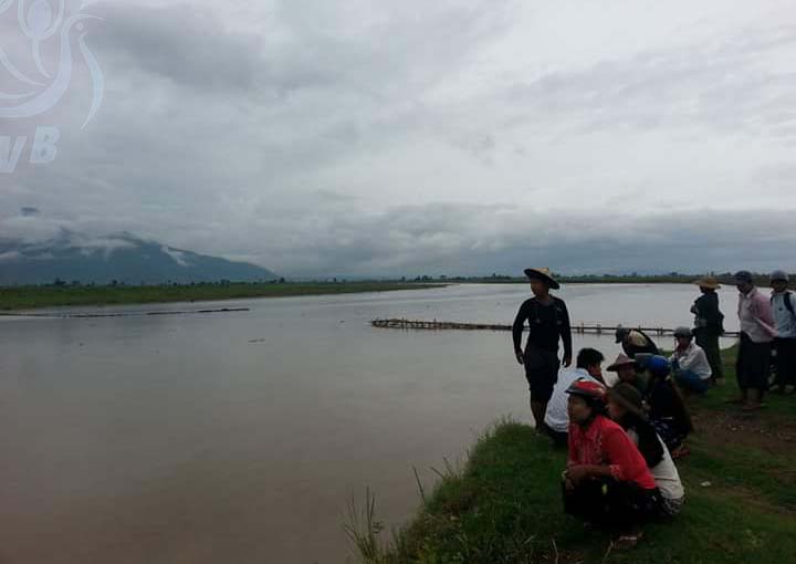 ကေလးၿမိဳ႕ ျမစ္သာျမစ္ေရတက္၊ အင္းဒင္ရြာ ယာယီတံတားေရေျမာ