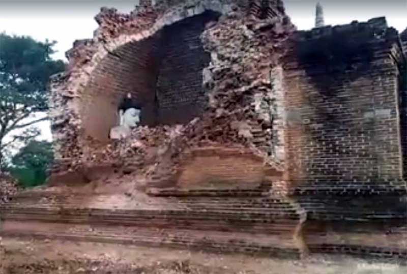 မိုးရြာသြန္းမႈေၾကာင့္ ပုဂံဘုရားတခ်ဳိ႕ ထပ္မံၿပိဳက်