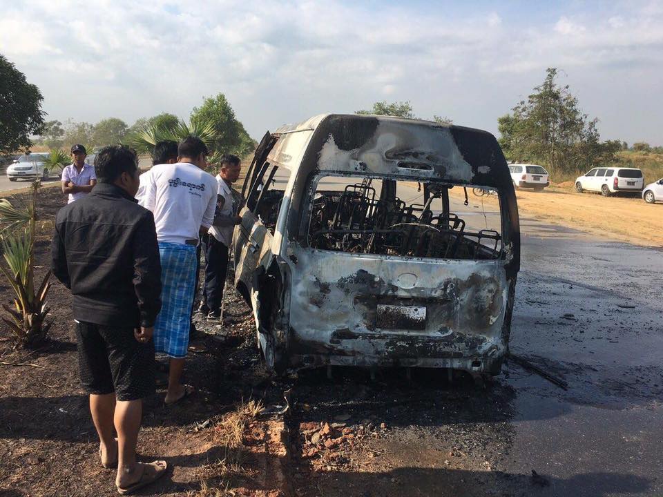 အျမန္လမ္းေပၚ ကားမီးေလာင္ၿပီး လူ ၈ ဦး ေသဆံုး