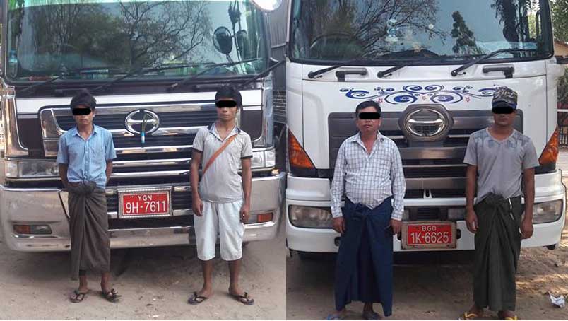 တရားမဝင္ သစ္ခြဲသားမ်ား တင္လာသည့္  ၁၂ ဘီးကား ၂ စီး ဖမ္းမိ