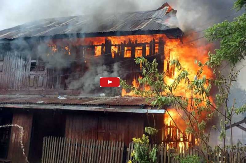 ဂန္႔ေဂါၿမိဳ႕တြင္ ဟင္းခ်က္ဒယ္အုိး အပူရွိန္လြန္ကဲ၍ လူေနအိမ္ ၂ လုံး မီးေလာင္ (႐ုပ္သံ)