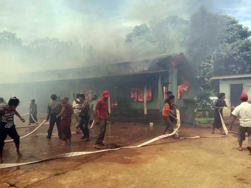 လား႐ႈိးတြင္ ႏွစ္ထပ္ဘုန္းႀကီးေက်ာင္းေဆာင္ မီးေလာင္
