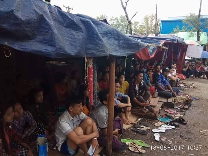 လိႈင္သာယာစက္မႈဇုန္ DJYေျခအိတ္စက္႐ုံက အလုပ္သမား ဆႏၵျပ