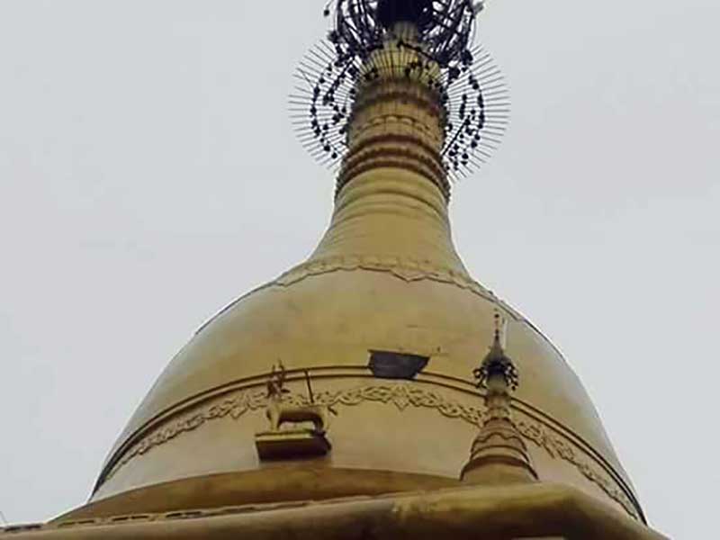 မိုးႀကိဳးပစ္သည့္အရွိန္ေၾကာင့္ ပုသိမ္ၿမိဳ႕ရိွ မဟာေဗာဓိေစတီေတာ္ႀကီး  ပ်က္စီးမႈမ်ားျဖစ္