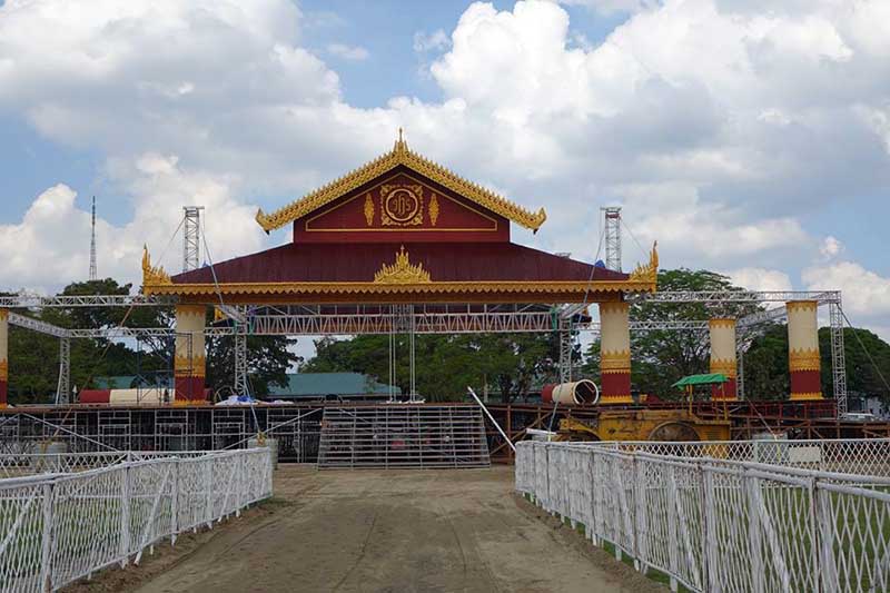 ပုပ္ရဟန္းမင္းႀကီး ဆုေတာင္းပြဲလုပ္မည့္ က်ဳိကၠဆံအားကစားကြင္း ျပင္ဆင္မႈျမင္ကြင္း