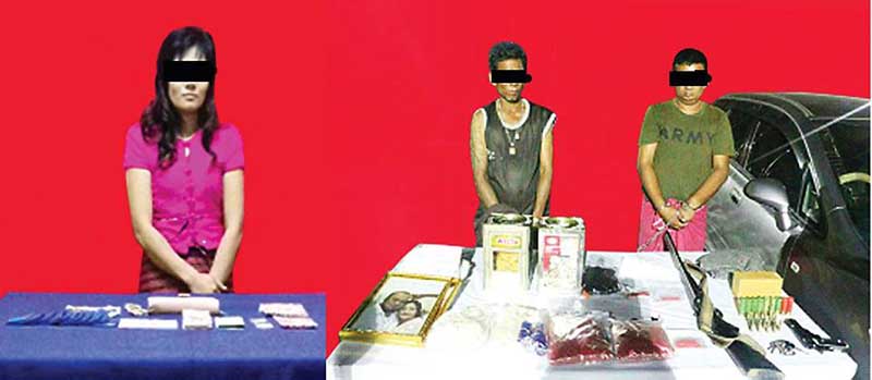 ျမ၀တီႏွင့္ ၾကာအင္းဆိပ္ႀကီးတြင္ လက္နက္ခဲယမ္းႏွင့္ မူးယစ္ေဆး၀ါးမ်ား ဖမ္းမိ