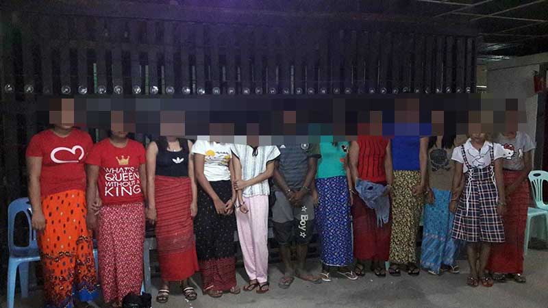 ဇင္းက်ဳိက္တြင္ ျပည့္တန္ဆာေခါင္းႏွင့္အတူ လိင္အလုပ္သမ ၁၁ ဦး ဖမ္းဆီးမိ
