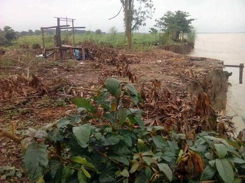 ဧရာဝတီျမစ္ေရတိုက္စား၍ ကမ္းပါးၿပိဳဒဏ္ခံေနရသည့္ မိသားစုမ်ားကို ကူညီေထာက္ပံ့