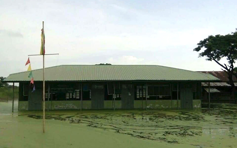 လိႈင္ျမစ္ေရႀကီးသျဖင့္ တိုက္ႀကီးၿမိဳ႕နယ္ရွိ စာသင္ေက်ာင္း ၁၀ ေက်ာင္း ပိတ္ထားရ