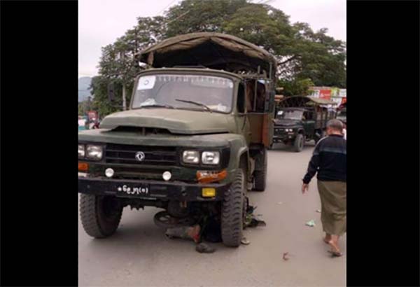 မိုးညႇင္းတြင္ တပ္မေတာ္ယာဥ္ႏွင့္ တိုက္မိ၍ ဆိုင္ကယ္သမားေသဆံုး