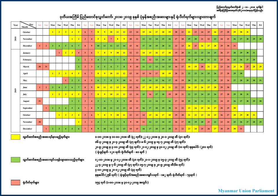ျပည္ေထာင္စုလႊတ္ေတာ္ ၂၀၁၉ ဒီဇင္ဘာတြင္ ရပ္နားမည္