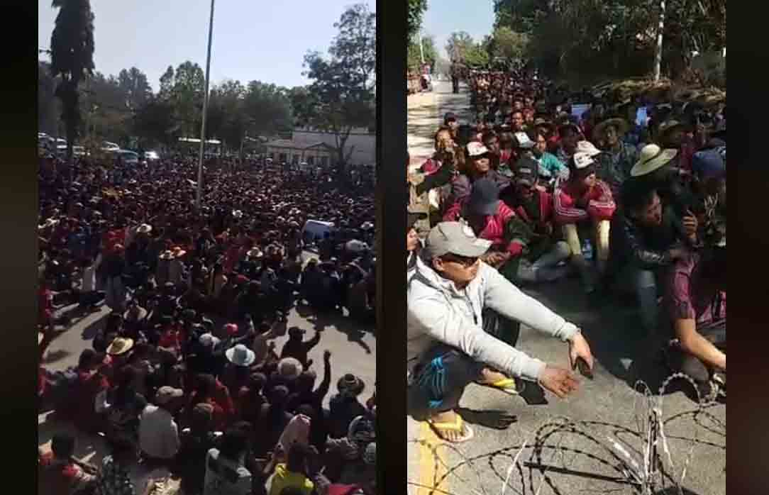 လိြဳင္ေကာ္တြင္ ဗိုလ္ခ်ဳပ္႐ုပ္တု ဆႏၵျပသူမ်ားႏွင့္ ရဲတပ္ဖြဲ႔ပဋိပကၡျဖစ္၊ ဆႏၵျပလူငယ္အခ်ဳိ႕ ဒဏ္ရာရ