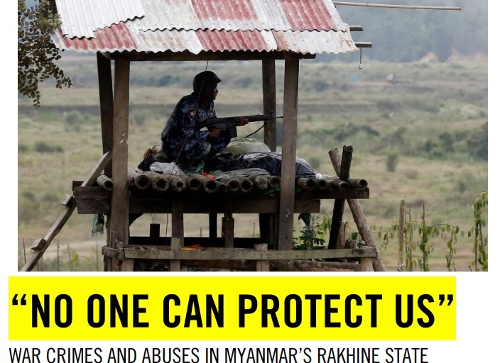 ရခိုင္ျပည္နယ္စစ္ဆင္ေရးတြင္ တပ္မေတာ္ စစ္ရာဇ၀တ္မႈက်ဴးလြန္ဟု ေအအိုင္အဖြဲ႔ စြပ္စြဲ  
