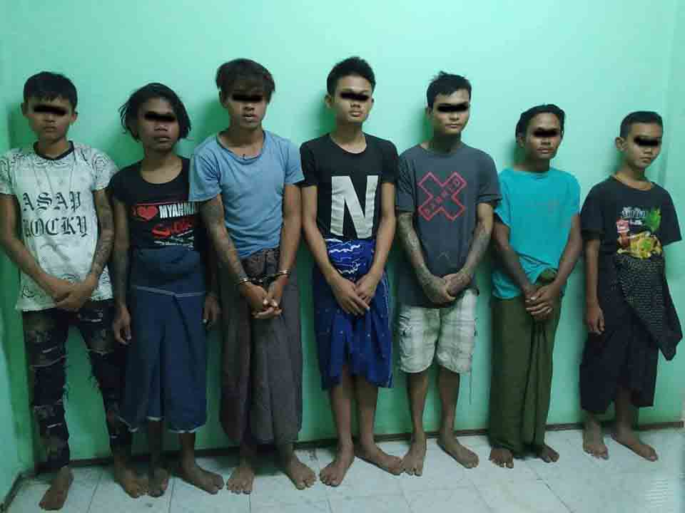 ပုသိမ်မြို့တွင် လမ်းသွားလမ်းလာများအား အုပ်စုဖွဲ့ရိုက်နှိက်သည့် လူငယ်အဖွဲ့ကို ဖမ်းဆီး