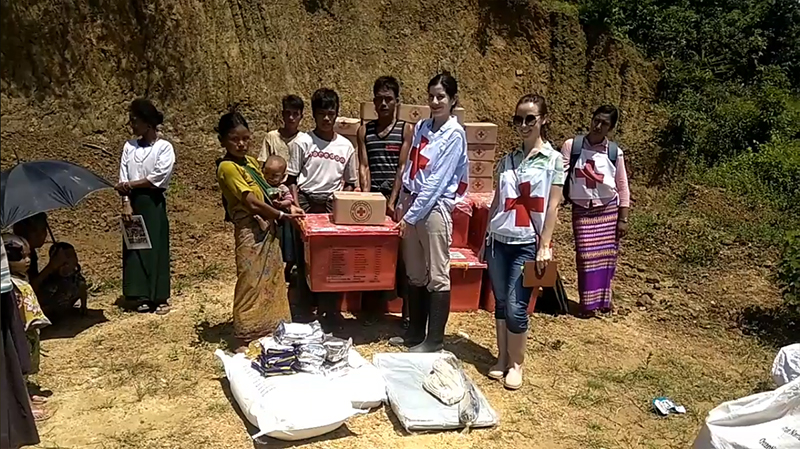 ရေနစ်မြုပ်ခဲ့သည့် သီဟိုဠ်အေးကျေးရွာအား ICRC နှင့် MRCS က ကူညီထောက်ပံ့