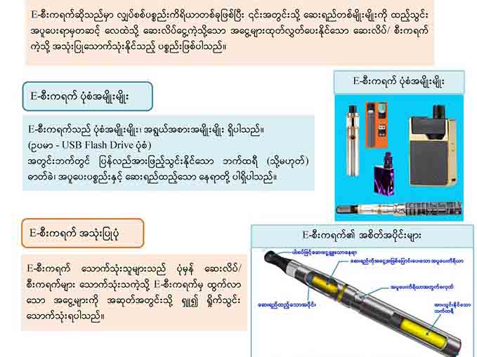ကျန်းမာရေးကို အလွန်ဆိုးဝါးစွာ ထိခိုက်နိုင်သဖြင့် E-စီးကရက် မသောက်ကြရန် သတိပေး