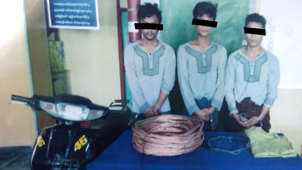 MPT တာဝါတိုင် မိုးကြိုးလွှဲ ကြေးနန်းကြိုးများ ခိုးယူသူ ၃ ဦးကို ဝမ်းတွင်းမြို့တွင် ဖမ်းမိ