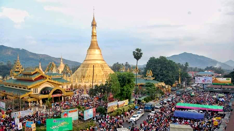 သထုံ ရွှေစာရံဘုရား မြို့လုံးကျွတ် နိဗ္ဗာန်ဈေးပွဲတော် ကျင်းပ 