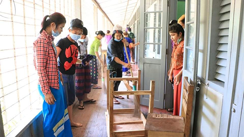 ပုသိမ်မြို့၌ ပြည်ပပြန်များအား ထားရှိမည့် အဆောင်သန့်ရှင်းရေးအတွက် စေတနာ့ဝန်ထမ်း လိုအပ်  