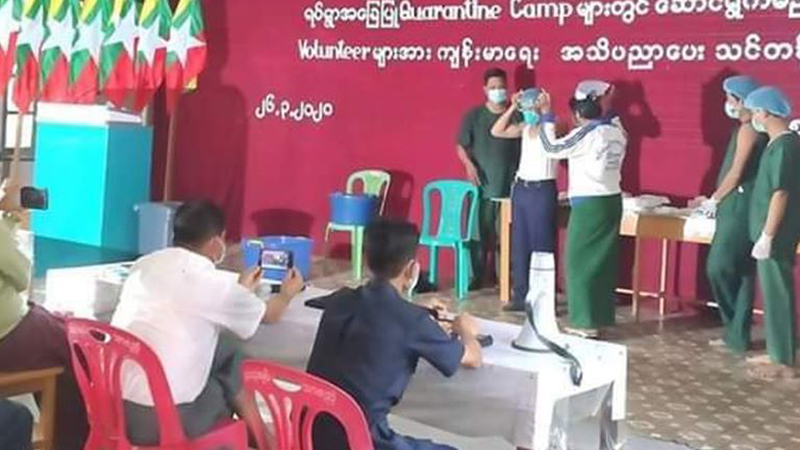 သာစည်တွင် COVID- 19  ကာကွယ်ရေး စေတနာရှင် လုပ်အားပေးများကို သင်တန်းပေး