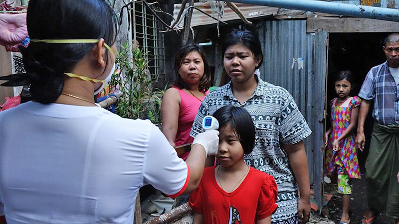 သင်္ဃန်းကျွန်းတွင် ပြည်ပက ပြန်လာသည့် အသွားအလာ ကန့်သတ်ထားသူများကို ကျန်းမာရေး စစ်ဆေး