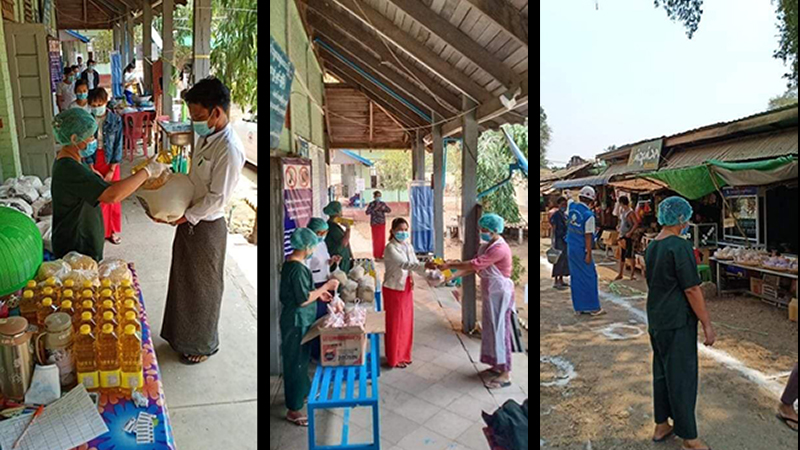ချောက်မြို့နယ် ကျန်းမာရေးဝန်ထမ်း ၂၇၀ ကျော်ကို စားသောက်ကုန်များ လှူဒါန်း