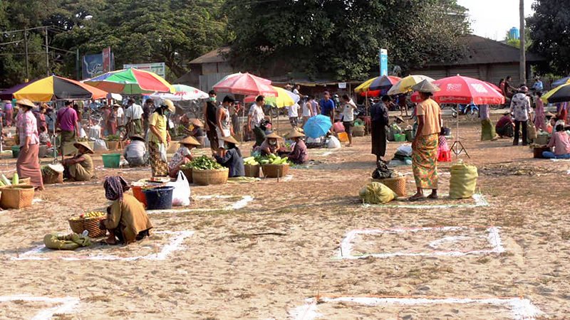 COVID-19 ထိန်းချုပ်ကာကွယ်နိုင်ရန် ကျောက်ဖြူမြို့၌ ယာယီစျေးအချို့ ဖွင့်လှစ်ပေး