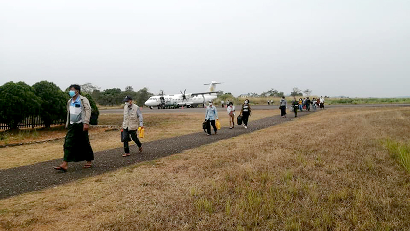 Air KBZ ‌ လေယာဉ်ဖြင့် ခန္တီးမြို့ကို လာသည့်ခရီးသည်များကို Quarantine၂၁ ရက်ထားရှိ