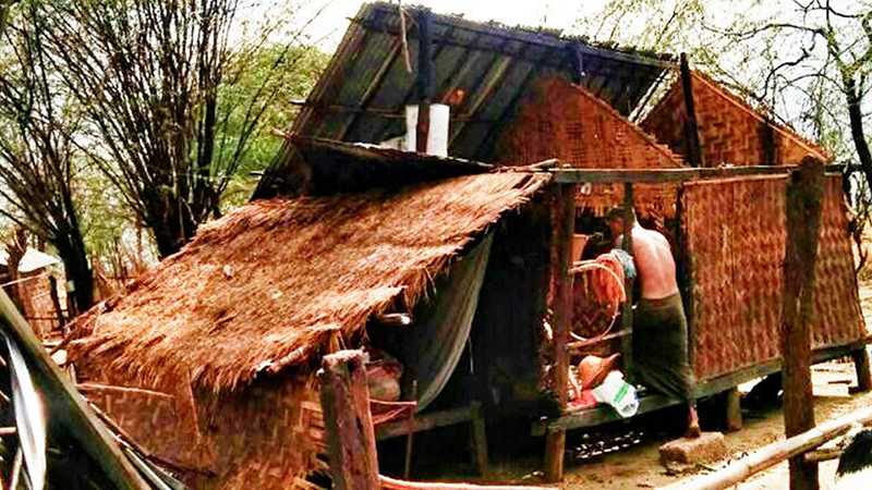 ဝမ်းတွင်းတွင် မိုးသက်လေပြင်းကြောင့် နေအိမ် ၇ လုံးပြိုကျ၍ ၆၀ ကျော် အမိုးလန်ပျက်စီး