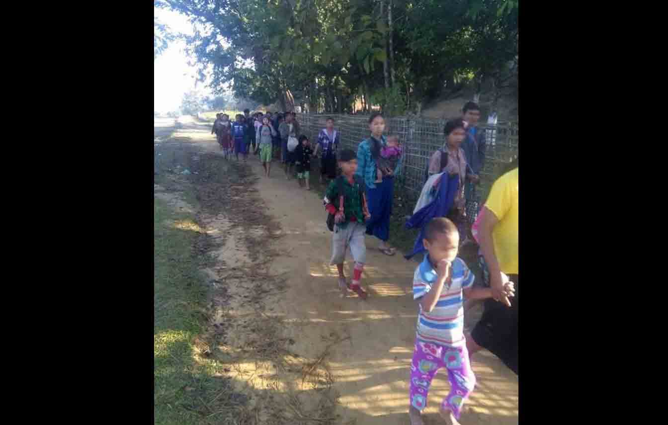 တိုက်ပွဲကြောင့် ဘူးသီးတောင်မြို့နယ် ကံကော်မြိုင်ကျေးရွာသားများ ရွာလုံးကျွတ်ထွက်ပြေးနေရ