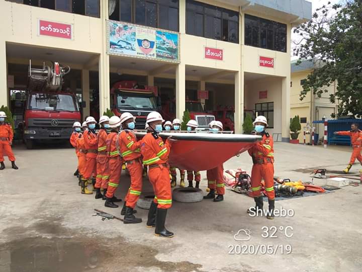 ရွှေဘိုတွင် မုန်တိုင်းဘေး အရေးပေါ်ရှာဖွေကယ်ဆယ်ရေး ဇာတ်တိုက်လေ့ကျင့်