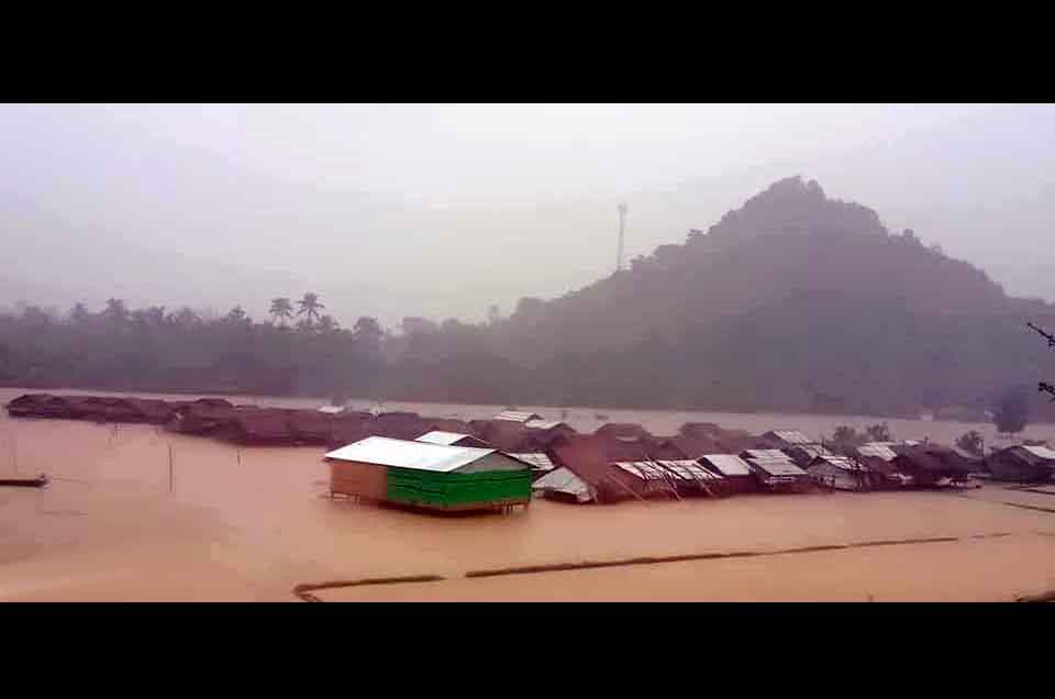 မြေပုံမြို့နယ် စစ်ဘေးရှောင်စခန်းတခု ရေနစ်မြုပ်၊ လူ ၄၀၀ ကျော် ဘေးလွတ်ရာပြောင်းရွှေ့ 